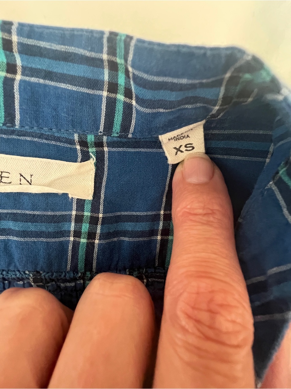 Doen O'Keefe blue plaid organic cotton blouse xs - Picture 4 of 5